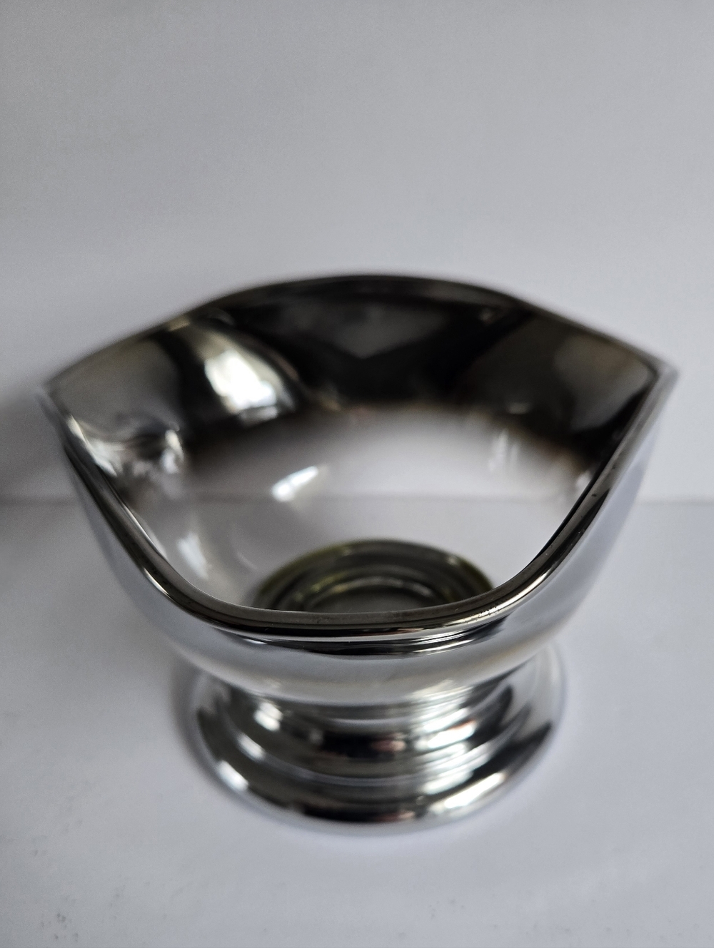 Vintage Smoked Glass Candy Bowl Dish w/Silver